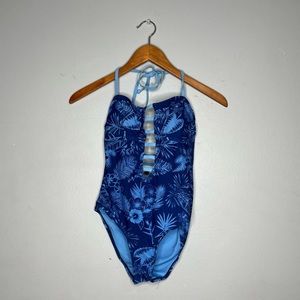 YMI Blue Floral Tropical One Piece Bathing Suit D